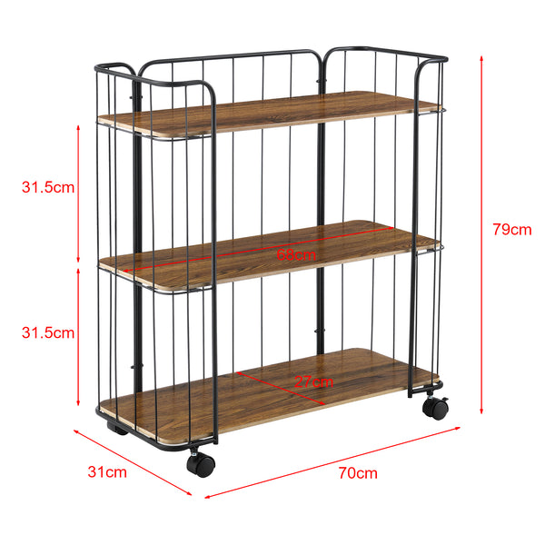 Rullvagn Laer sidobord med hjul metall MDF plast svart.max belastning 30 kg [en.casa] välj modell