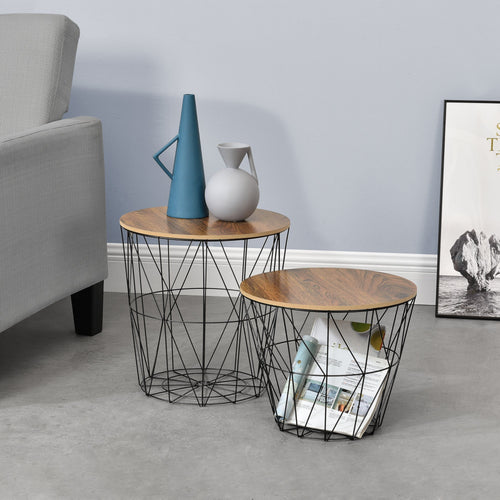 Metallkorg sidobord Codogno 2-pack i olika färger en.casa