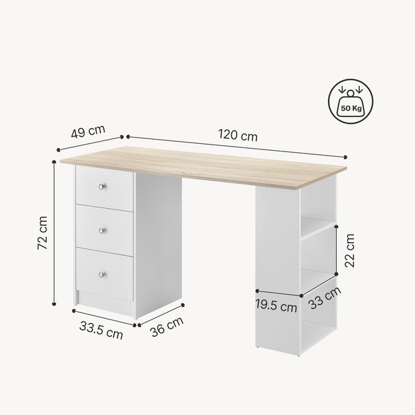 Skrivbord Lemberg med lådor och hyllor [en.casa] välj modell
