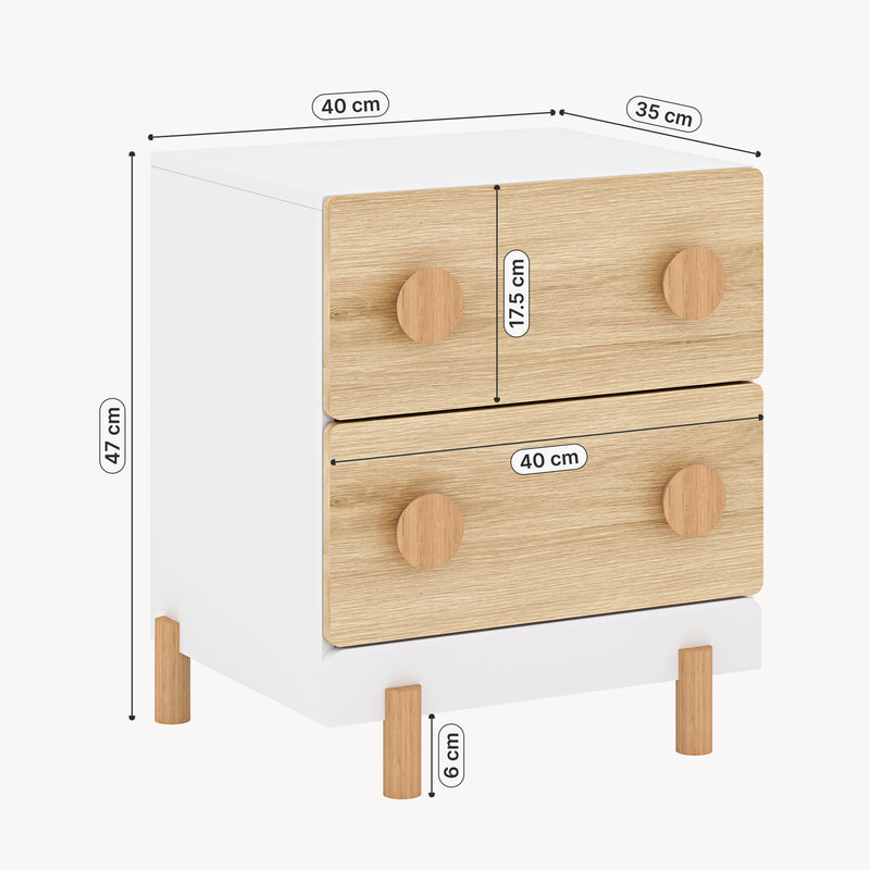 Måttskiss Barnsängbord Vaarentaa 47x40x35 cm [en.casa]