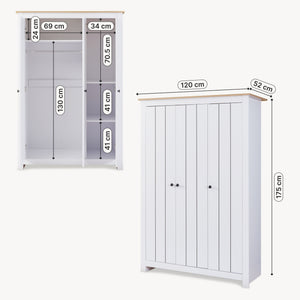 Klädeskåp Vasand 175x120x52 cm [en.casa]