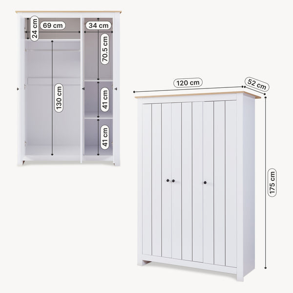 Klädeskåp Vasand 175x120x52 cm [en.casa]