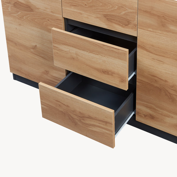 Sideboard Kyr Svart/Ekoptik rustik [en.casa]