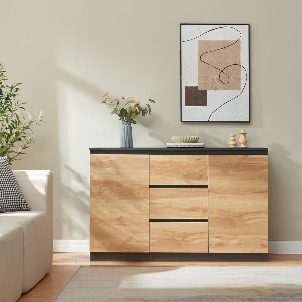 Sideboard Kyr Svart/Ekoptik rustik [en.casa]