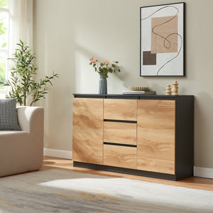 Sideboard Kyr Svart/Ekoptik rustik [en.casa]
