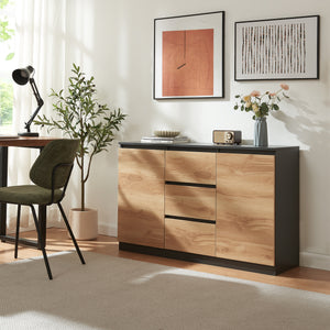 Sideboard Kyr Svart/Ekoptik rustik [en.casa]