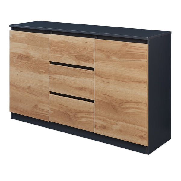 Sideboard Kyr Svart/Ekoptik rustik [en.casa]