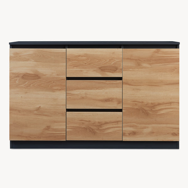 Sideboard Kyr Svart/Ekoptik rustik [en.casa]