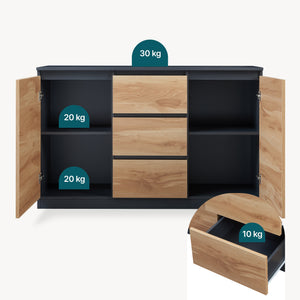 Sideboard Kyr Svart/Ekoptik rustik [en.casa]