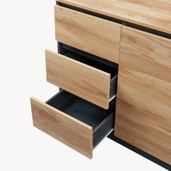 Sideboard Kyr Svart/Ekoptik rustik [en.casa]
