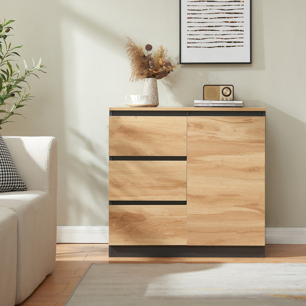 Sideboard Kyr Svart/Ekoptik rustik [en.casa]