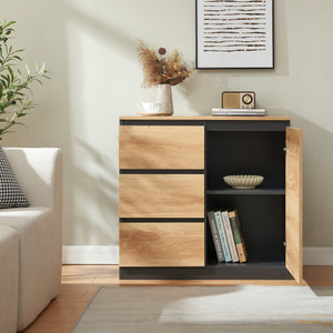 Sideboard Kyr Svart/Ekoptik rustik [en.casa]