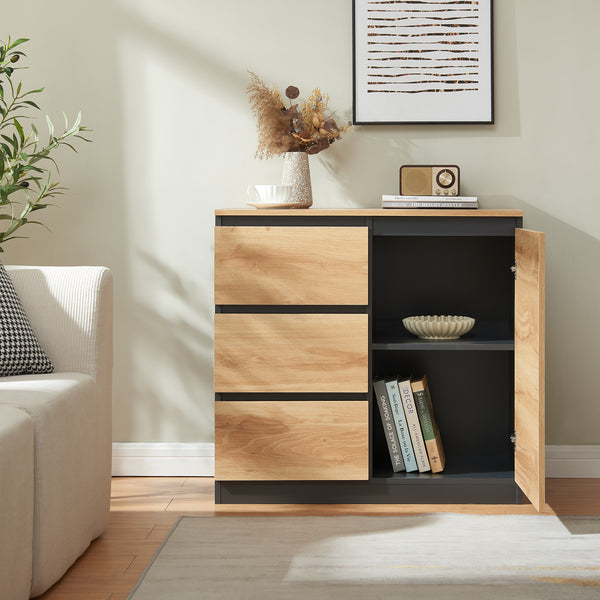 Sideboard Kyr Svart/Ekoptik rustik [en.casa]