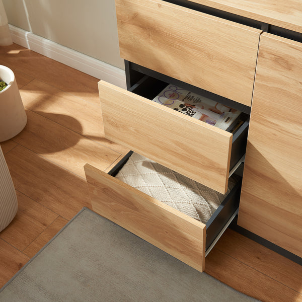 Sideboard Kyr Svart/Ekoptik rustik [en.casa]