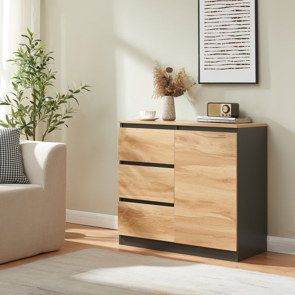 Sideboard Kyr Svart/Ekoptik rustik [en.casa]