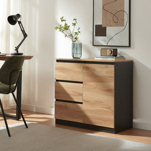 Sideboard Kyr Svart/Ekoptik rustik [en.casa]
