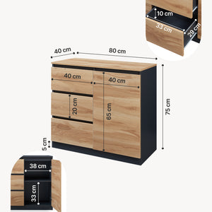 Sideboard Kyr Svart/Ekoptik rustik [en.casa]