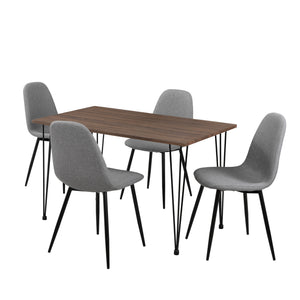 [en.casa]® Matbord Borlänge (120 cmx70cmx75cm) med spännben och 4 stolar
