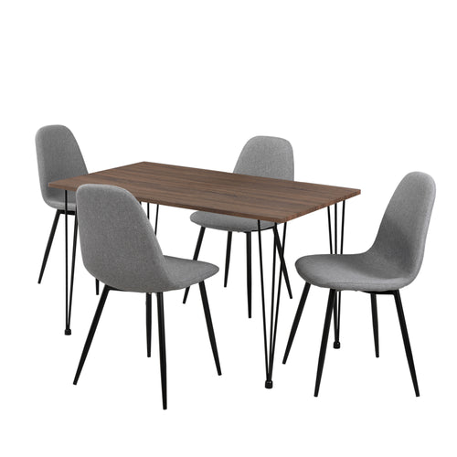 [en.casa]® Matbord Borlänge (120 cmx70cmx75cm) med spännben och 4 stolar

