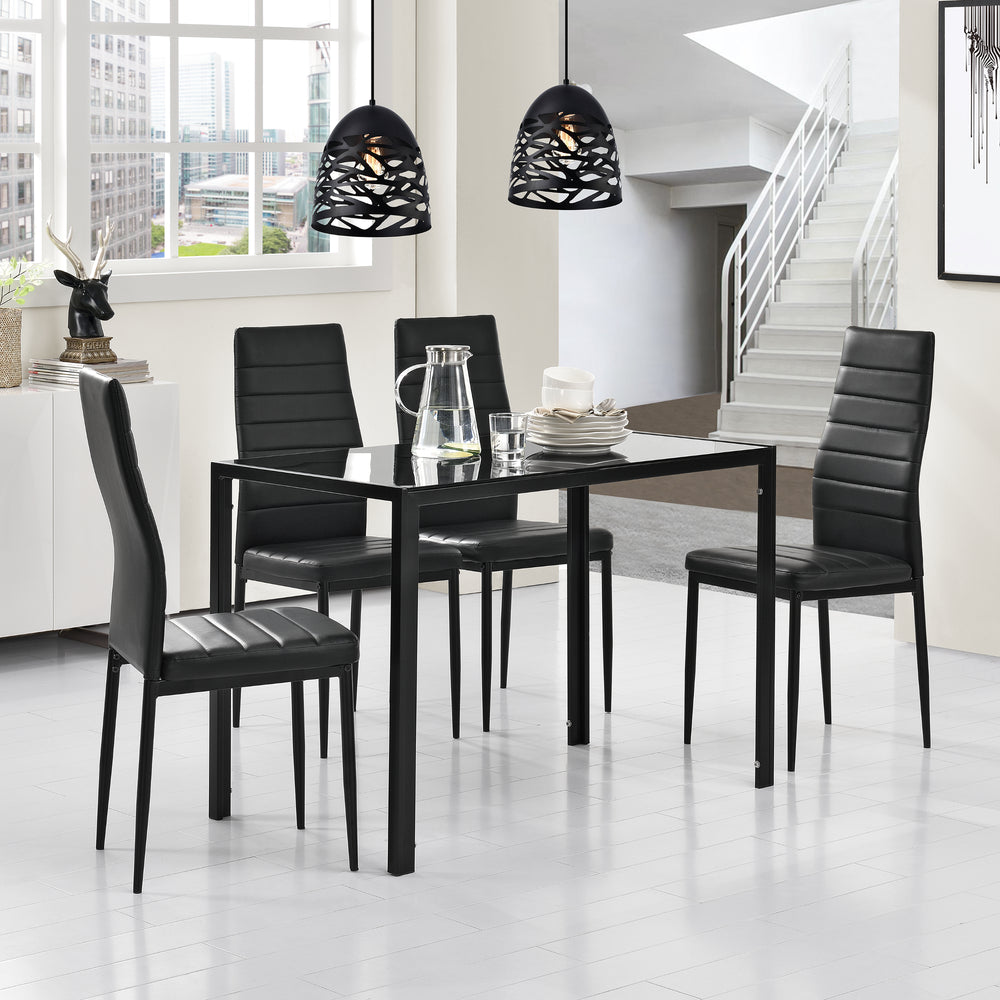 [en.casa]® Matbord Hanau (glas) och 4 stolar-i olika färger-105x60x75cm