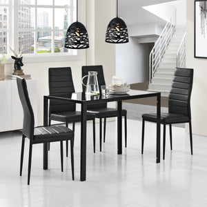 [en.casa]® Matbord Hanau (glas) och 4 stolar-i olika färger-105x60x75cm