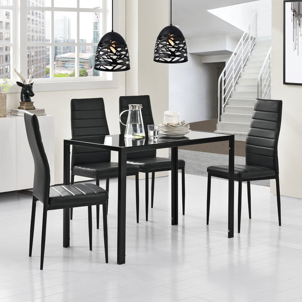 [en.casa]® Matbord Hanau (glas) och 4 stolar-i olika färger-105x60x75cm