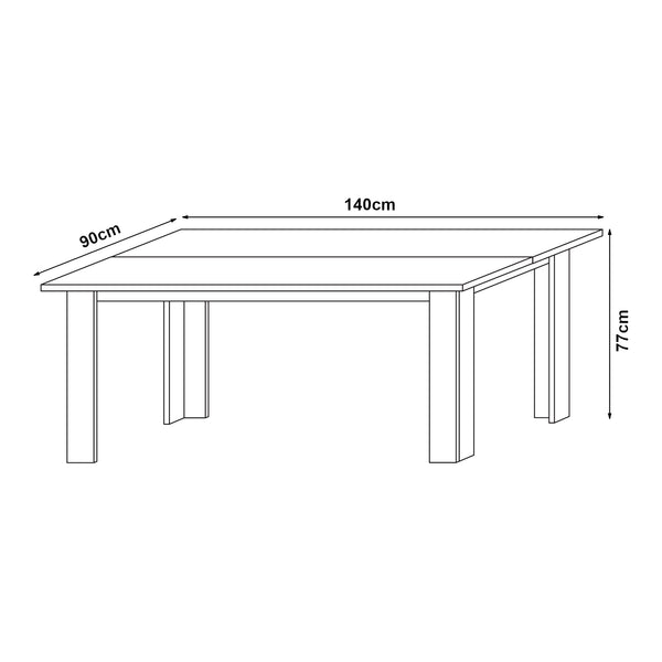 [en.casa] Matbord Nora-140x90x77cm-i olika färger-för 6 personer
