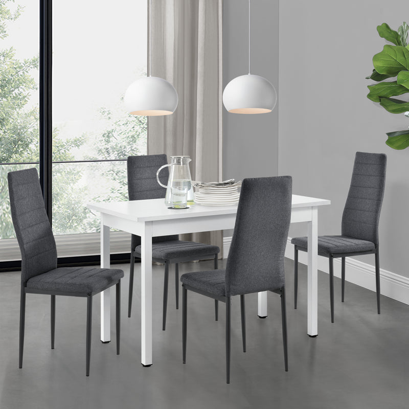 Måttskiss Matgrupp Lind matbord och 4 stolar [en.casa] välj modell