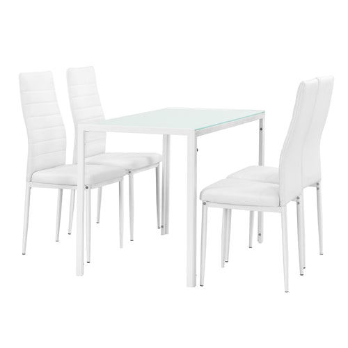 [en.casa]® Matbord Hanau (glas) och 4 stolar-i olika färger-105x60x75cm