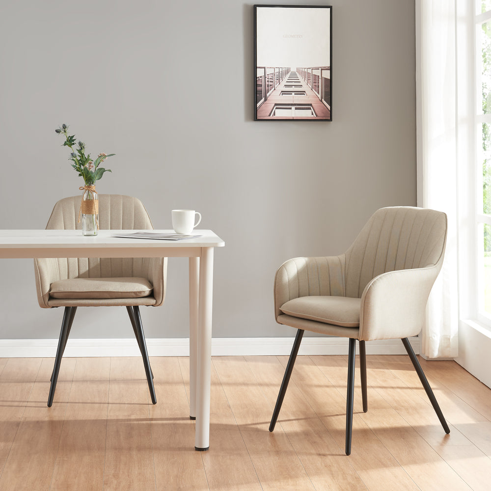 Matstol Kannonkoski i 2-pack Beige [en.casa] - premiumXL