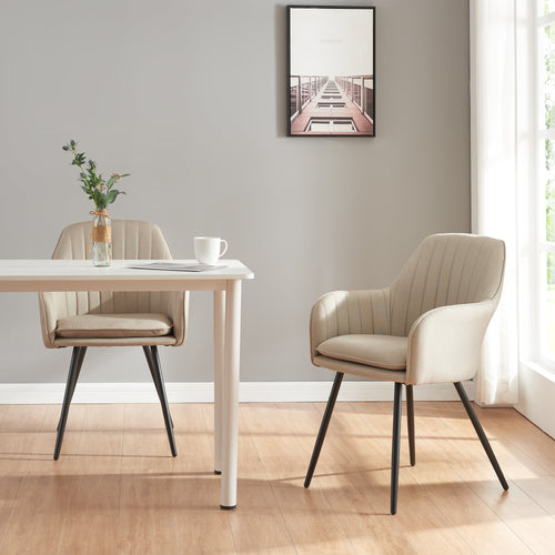 Matstol Kannonkoski i 2-pack Beige [en.casa] - premiumXL