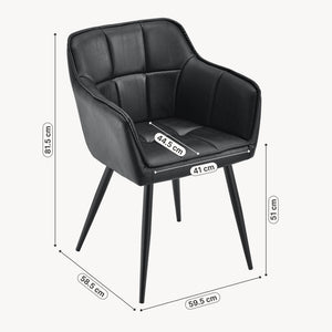 Karmstol Birmingham 79x56x53,5cm metall mocka-känsla [en.casa] 