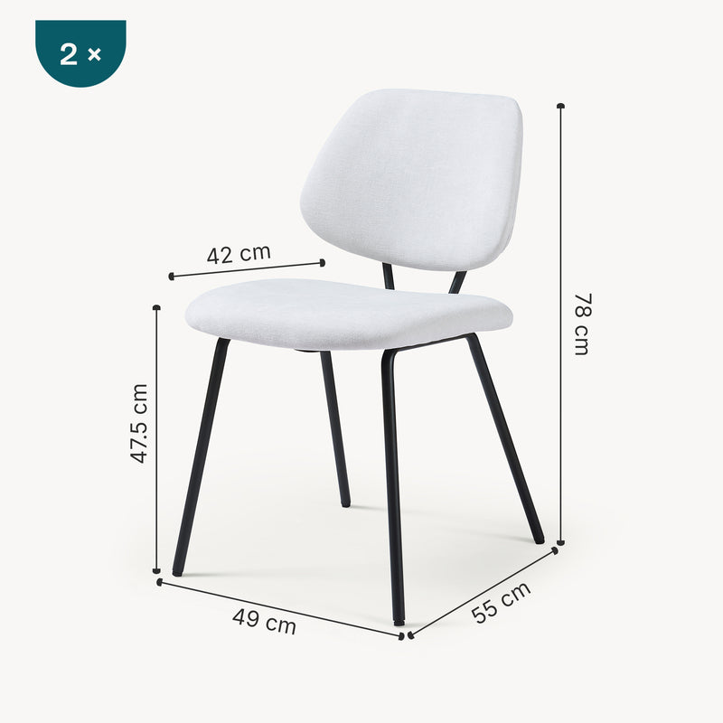 Måttskiss Matstol Köma vävtyg i set [en.casa]