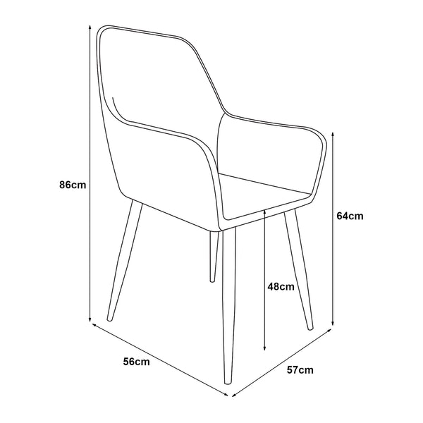 Karmstol Hollola set om 2 sammet stål 86x57x56 cm [en.casa] välj modell