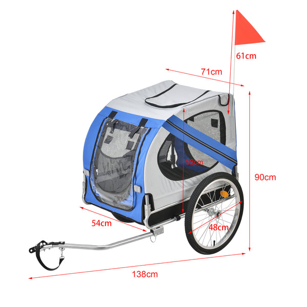 Cykelvagn för hundar 138x71x90cm stålram vattenavvisande max.26kg [pro.tec] i olika färger