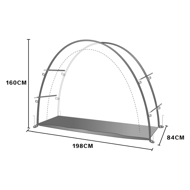 Måttskiss Cykeltält Bergendal 198x84x160 cm [pro.tec]