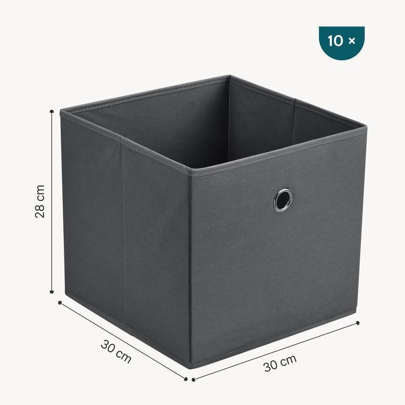 Måttskiss Hopfällbar förvaringslåda set om 10 28x30x30cm [en.casa] välj modell