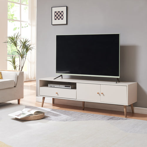 TV-skåp Hallevil 150x39x45 cm Vit [en.casa] - premiumXL