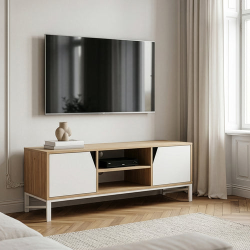 TV-bänk Kerrköndam 120x40x46 cm Eklook/Vit [en.casa]