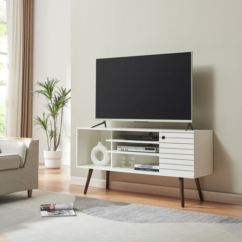 TV-skåp Vare 130x40x66 cm Vit [en.casa] - premiumXL