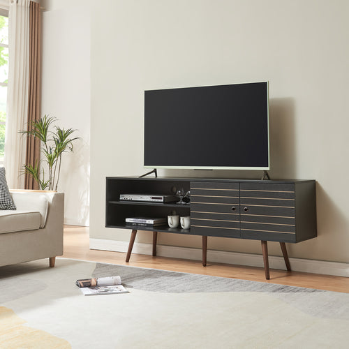 TV-skåp Vare 160x40x66 cm Svart [en.casa] - premiumXL