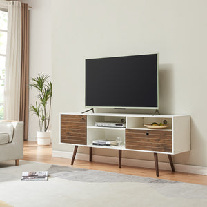 TV-skåp Vare 165x40x66 cm Vit/Valnötslook [en.casa] - premiumXL
