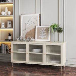 TV - Skåp Lindau Stål 120x40x59 cm Cremevit [en.casa] - premiumXL