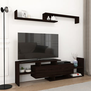 TV-bänk Liksefte med vägghylla 154x28x42 cm [en.casa]