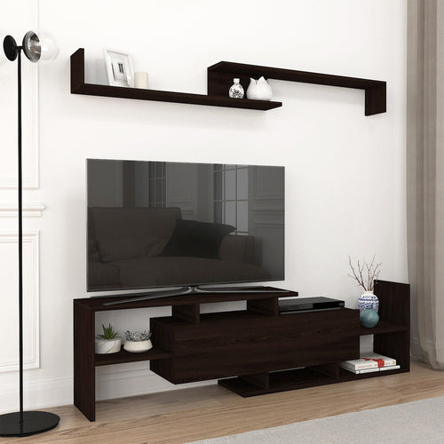 TV-bänk Liksefte med vägghylla 154x28x42 cm [en.casa]