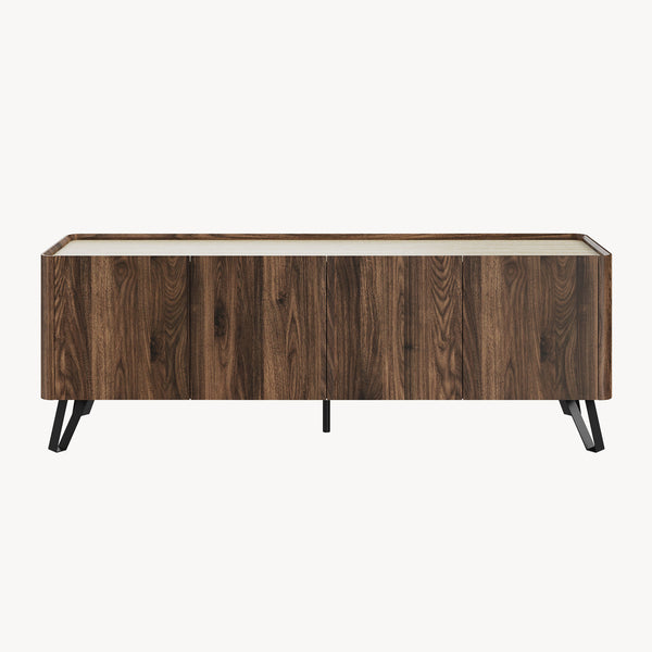 TV-bänk Trorlon 160x40x55 cm valnötslook/travertin [en.casa]