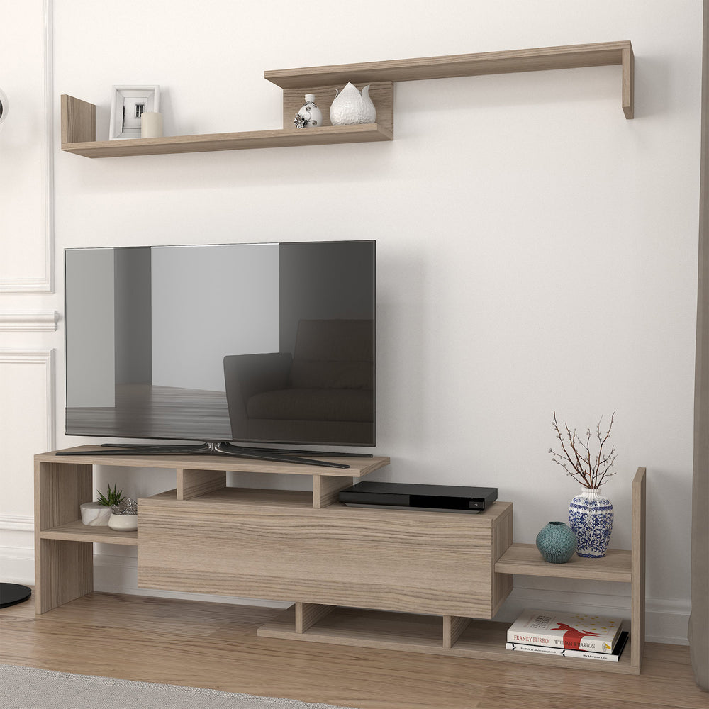 TV-bänk Liksefte med vägghylla 154x28x42 cm [en.casa]