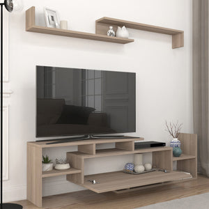 TV-bänk Liksefte med vägghylla 154x28x42 cm [en.casa]