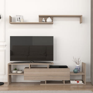 TV-bänk Liksefte med vägghylla 154x28x42 cm [en.casa]