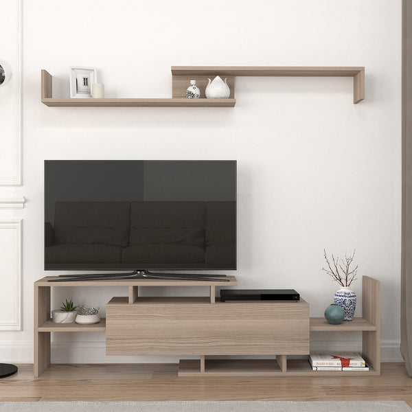 TV-bänk Liksefte med vägghylla 154x28x42 cm [en.casa]